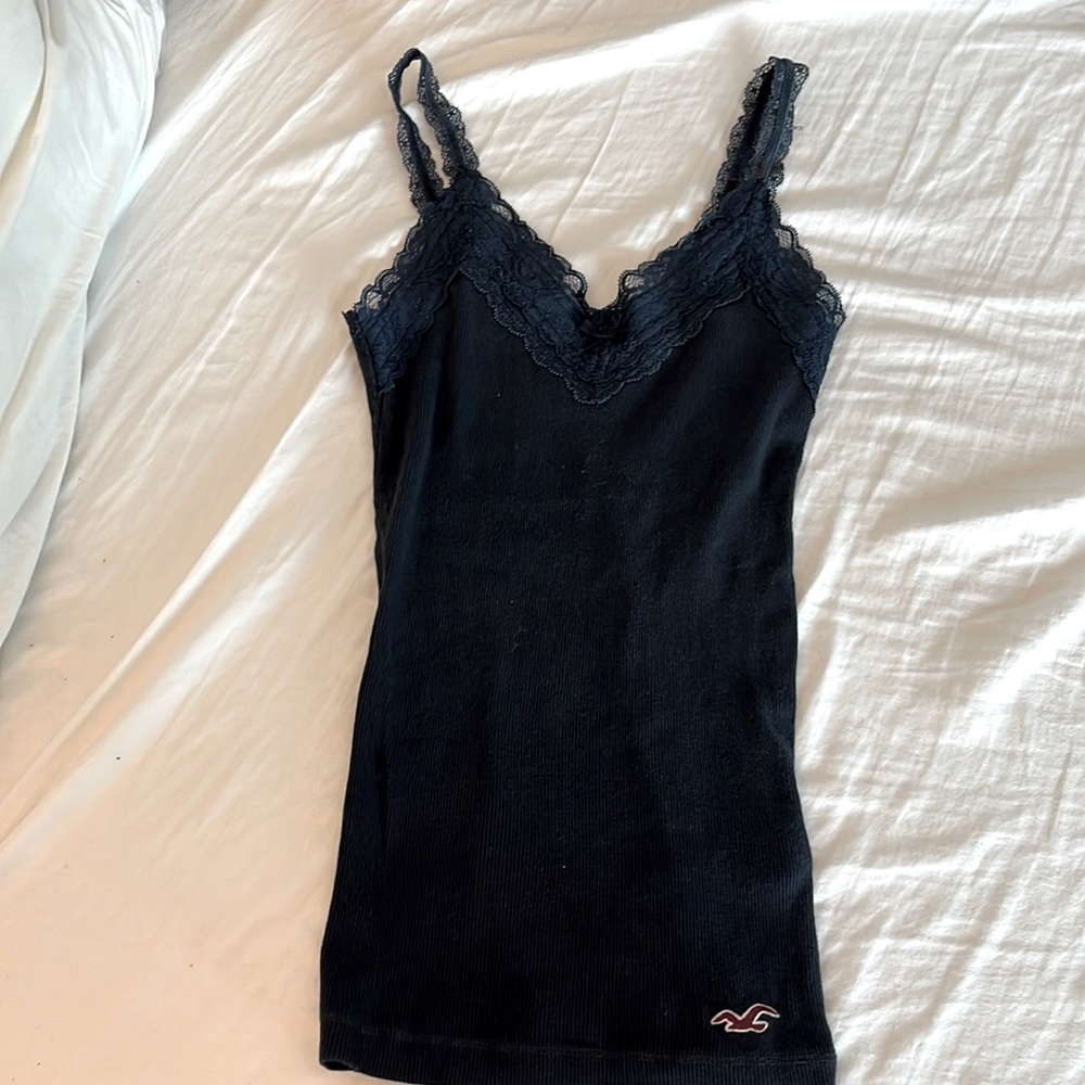 Navy “vintage” Hollister lace trim tank top
